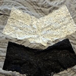 Lace Women's Intimates Set - Black and Cream